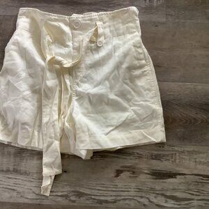 NWOT Cream Off White Size S JW Paper Bag Boho Shorts Summer Belt Linen Comfy